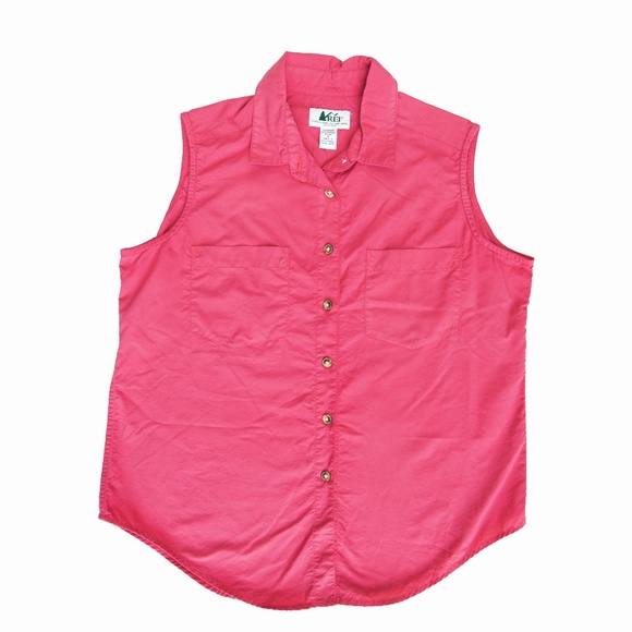 Vintage REI Pink Sleeveless Button Up Shirt - Picture 1 of 14